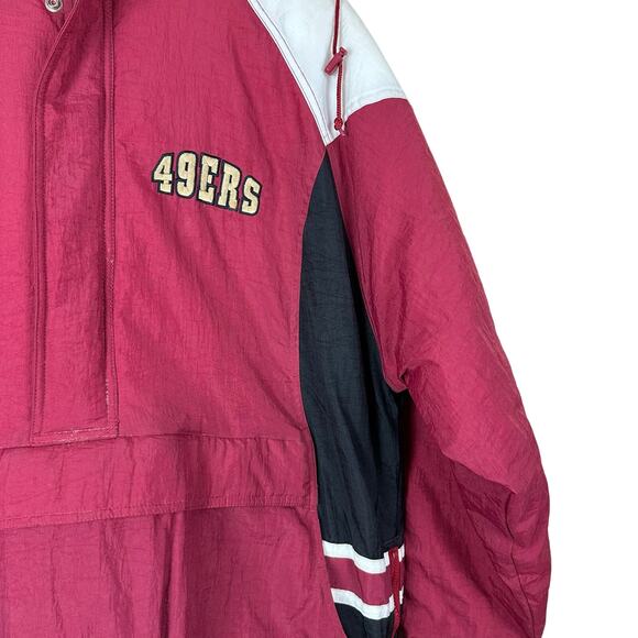 Vintage Reebok SF 49ers Retro Puffer Jacket Insulated Big Logo NFL Red M - Picture 2 of 8
